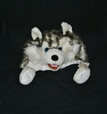 Peluche chapeau toque tête de husky loup gris blanc noir yeux durs TTBE