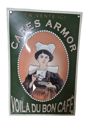 Plaque émaillée cafés - plaque,