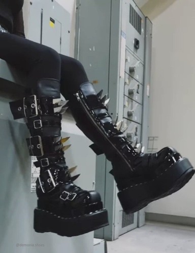 Black pvc platform - cyber, goth
