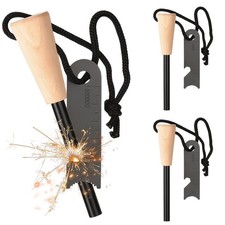 Lot de 3 allume-feu de survie avec paracorde amadou, pierre à feu avec étince...