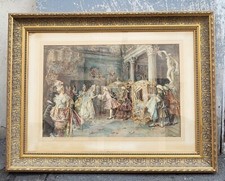 C Fabini, Aquarelle, La chaise à porteur, Fin XIXème Siècle