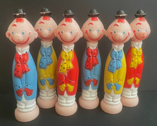 JOUET  ANCIEN - VINTAGE 6 QUILLES "CLOWNS" CIRQUE EN PLASTIQUE 1960/70's FRANCE