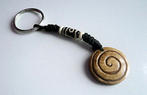 Bone spiral keychain keyrings - bone,