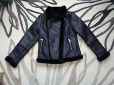 blouson court femme cuir synthétique et fourrure taille XS NEUF