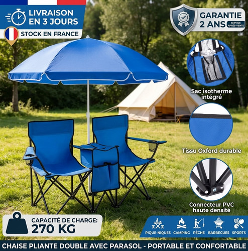 Chaise camping pliante double - chaise,