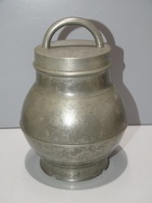 -POT BOUILLON ETAIN XIX TRANSPORT de LA SOUPE aux CHAMPS Collection déco   D