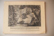 Retirage XIXe d'une gravure de RIDINGER (XVIIIe). " Entrée du sanglier....."
