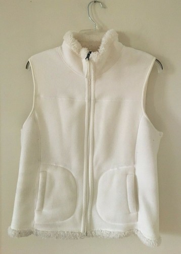 Cream reversable vest faux - faux, fur