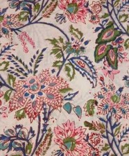 Tissu artisanal de couture 100 % coton indien imprimé à la main par la cour