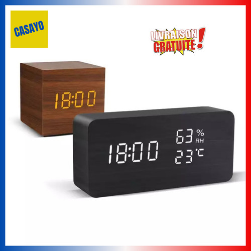Réveil led bois - bois,