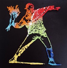 SPACO signed The ANARCHY Banksy TABLEAU pop street ART graffiti paint french