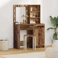 Ensemble de Coiffeuse avec tiroir 2 pcs Bois d'ingénierie Maquillage LED vidaXL 