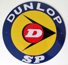 Plaque publicitaire en métal ronde Pneu Dunlop SP 21 cm