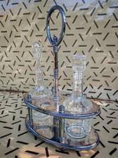 Antique serviteur huilier vinaigrier cristal & metal argenté Christofle numéroté