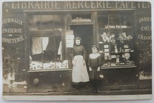 Carte Postale Ancienne /Carte Photo, Devanture de Magasin Librairie/mercerie