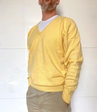 Pringle - Pull en cachemire jaune - Col V - Made in Scotland - 46 inch