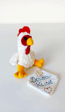 Peluche/Doudou Poule/Coq/Oiseau Assis Blanc Rouge 12cm - Maison Maisons Du Monde