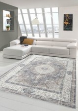 Tapis Classique Oriental avec Ornements Floraux en gris beige