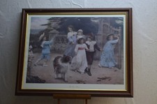 ANCIEN TABLEAU JOLI CADRE SOUS VERRE CHROMO D UNE TOILE DE 1803 
