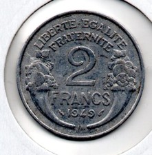 2 francs morlon alu 1949 B - TB - ancienne pièce monnaie France