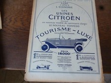 CITROEN 10 HP torpédo tourisme luxe 93  publicité papier l'ILLUSTRATION 1921