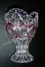 ANCIENNE COUPE/VASE EN CRISTAL BICOLORE AVEC DÉCORS ROUGE RUBIS PARFAIT ÉTAT 