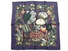 NEUF FOULARD HERMES GAVROCHE CITROUILLES & COLOQUINTES CARRE 45 CM SCARF 240€