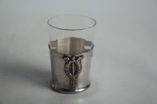 Verre à liqueur cristal et métal argenté (72170)