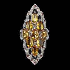 925 Bague en Argent Citrine