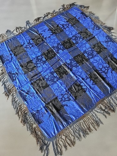 Ancien châle soie bleu - ancien,
