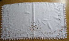 RIDEAU BRISE BISE ,DESSUS GRANDE ETAGERE BRODE MAIN RICHELIEU COTON BLANC 111x61