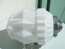 ANCIEN LUSTRE LAMPE PLAFONNIER ART DÉCO GLOBE VERRE CLICHY BUILDING SKYSCRAPER 