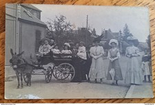 Aix en Othe - Ane,Esel, Donkey Attelé, Attelage - Enfants et femmes endimanchés