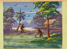 Peinture sur soie signée par