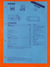 IVECO GAMME DAILY / FOURGON 49-10 VJ / FICHE TECHNIQUE de 1985