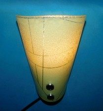 ANCIENNE APPLIQUE VINTAGE ROCKABILLY EN VERRE GRANITÉ JAUNE 50/60's . H 22cm