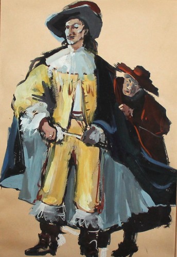 Tableau ancien gouache - la,