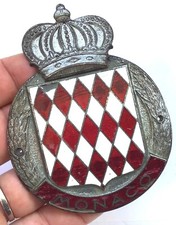 INSIGNE DE CALANDRE MONACO AUTOMOBILE RALLYE PLAQUE ÉMAILLÉE GRILLE BADGE CAR