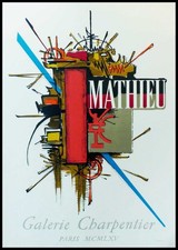 Georges MATHIEU : Galerie Charpentier, affiche en lithographie originale 1965