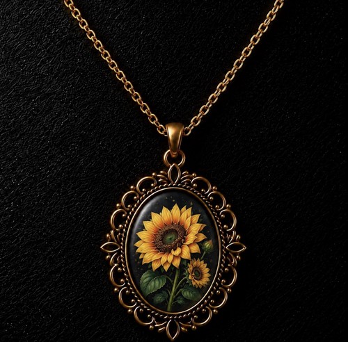 Collier plaqué tournesol - collier,