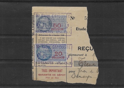 Timbres fiscaux francs 20 - timbres,