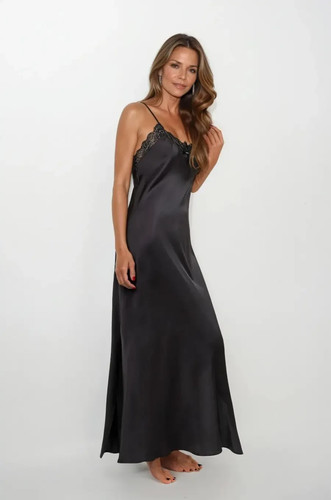 Nuisette longue satin noire - longue,
