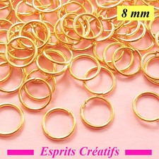 120 Anneaux de jonction ouverts Doré 8mm x 0.8mm sans Nickel
