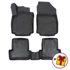Tapis De Sol Caoutchouc À Bords Hauts Pour Renault Clio 4 2012-2019 Noir
