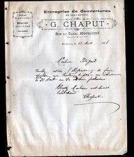 MONTLUCON (03) Ets COUVERTURE / TUILES & ARDOISES  "G. CHAPUT Couvreur" en 1908