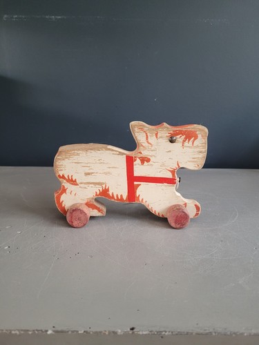 Jouet chien tirer ancien - jouet,