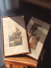 Anciennes grandes lithographies signées vintage, rares, collection d’art rétro