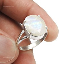 Argent Massif Naturel Pierre Cocktail Bobo Bague Bijoux US 8