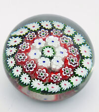 PRESSE-PAPIER - SULFURE - MILLEFIORI - blanc rouge vert - MURANO Verre Cristal