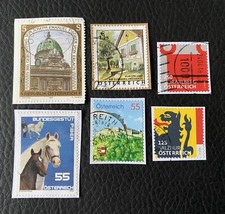 Lot de 6 timbres Autriche années diverses - encore sur frag Briefmarken - G36